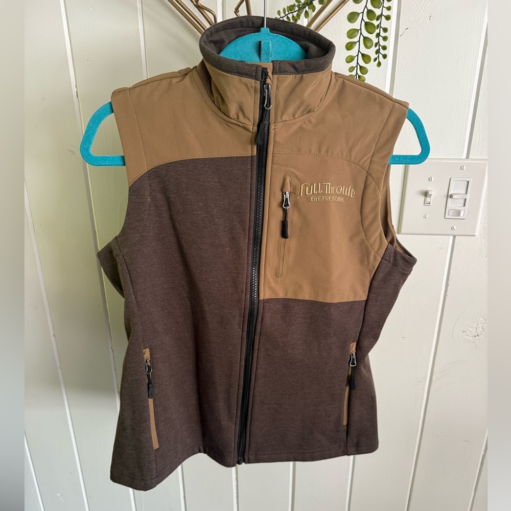 Full Throttle Energy Drink Vest Brown/Tan Size‎ M Excellent Pre-owned Condition
